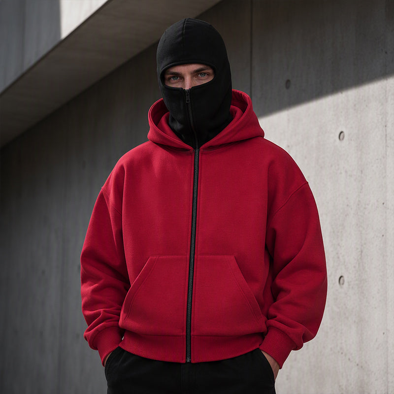 Sweat-shirt unisexe à double capuche et fermeture éclair