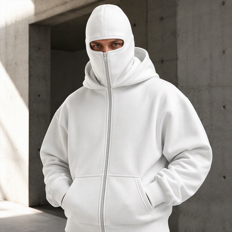 Sweat-shirt unisexe à double capuche et fermeture éclair