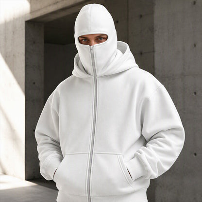Sweat-shirt unisexe à double capuche et fermeture éclair