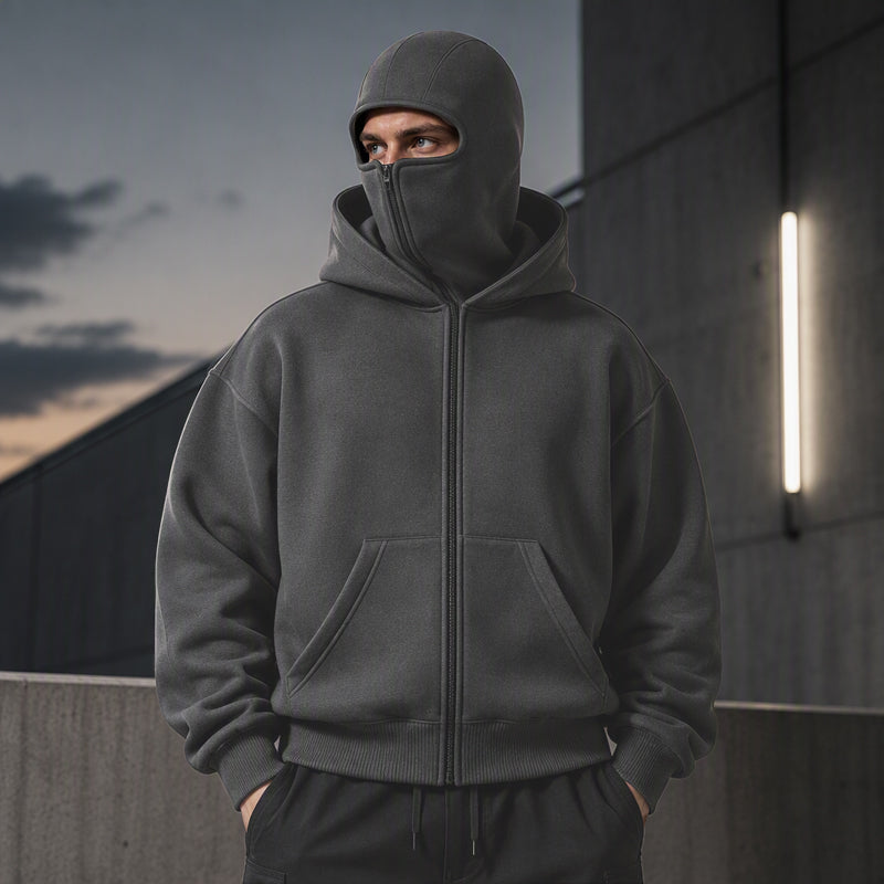 Sweat-shirt unisexe à double capuche et fermeture éclair