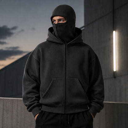 Sweat-shirt unisexe à double capuche et fermeture éclair