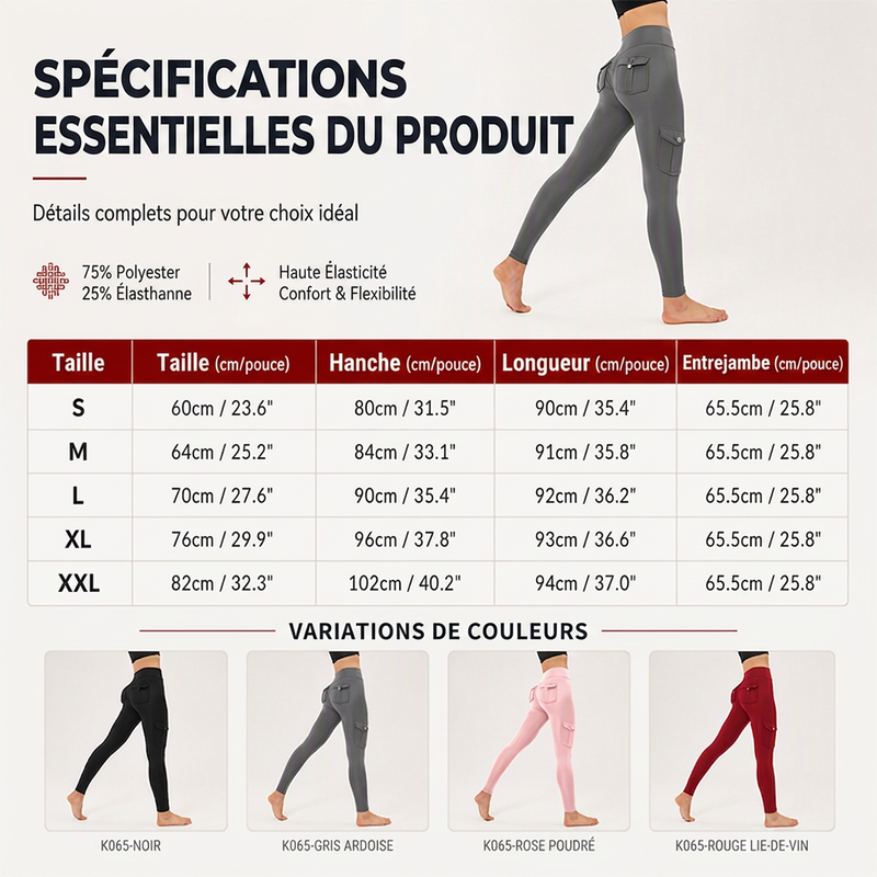 Pantalons de yoga cargo taille haute pour femme