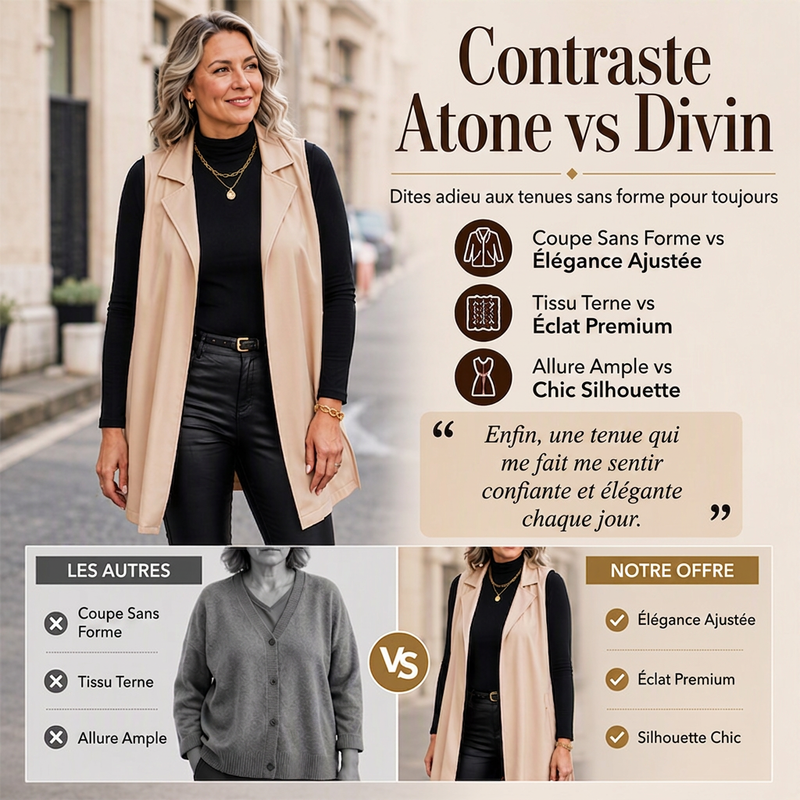 Veste sans manches pour femme en cuir PU élégant