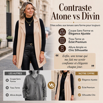 Veste sans manches pour femme en cuir PU élégant