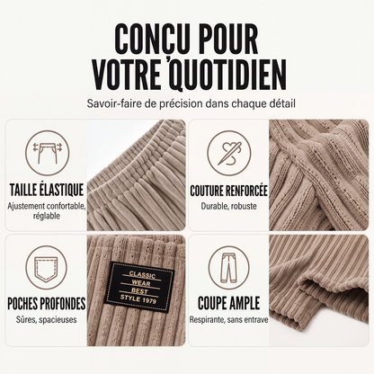 Pantalon en velours côtelé rayé rétro pour homme