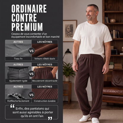 Pantalon en velours côtelé rayé rétro pour homme