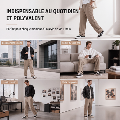 Pantalon en velours côtelé rayé rétro pour homme