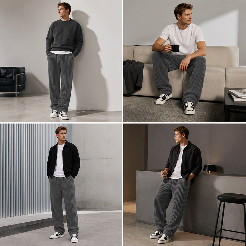 Pantalon en velours côtelé rayé rétro pour homme