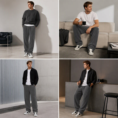 Pantalon en velours côtelé rayé rétro pour homme