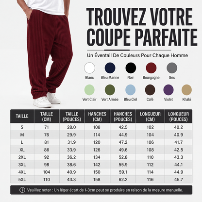 Pantalon en velours côtelé rayé rétro pour homme