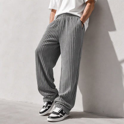 Pantalon en velours côtelé rayé rétro pour homme