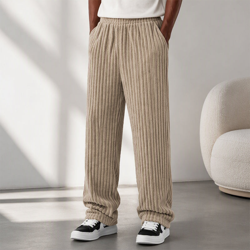 Pantalon en velours côtelé rayé rétro pour homme