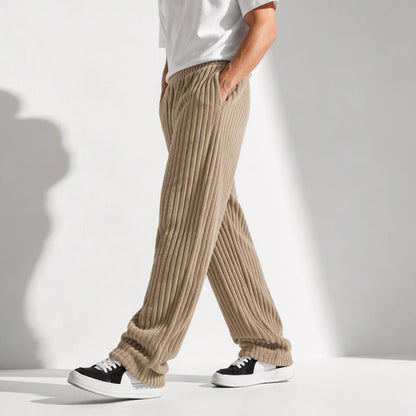 Pantalon en velours côtelé rayé rétro pour homme