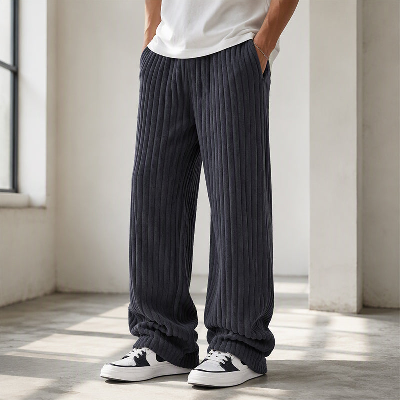 Pantalon en velours côtelé rayé rétro pour homme