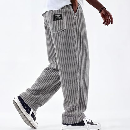 Pantalon en velours côtelé rayé rétro pour homme