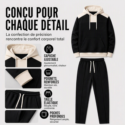 Ensemble sweat à capuche et pantalon color-block pour homme