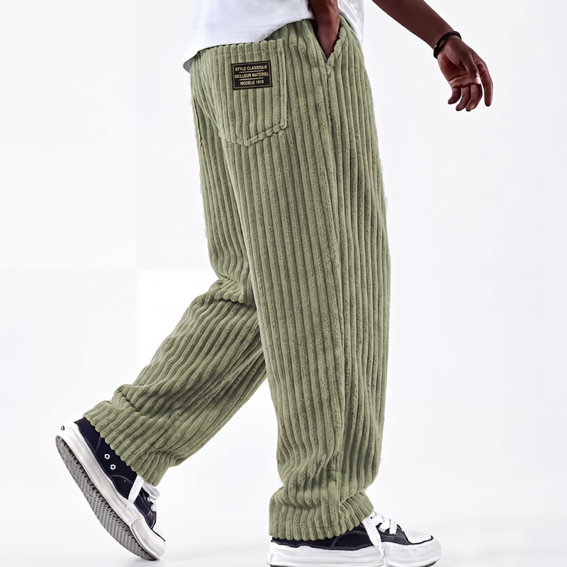 Pantalon en velours côtelé rayé rétro pour homme