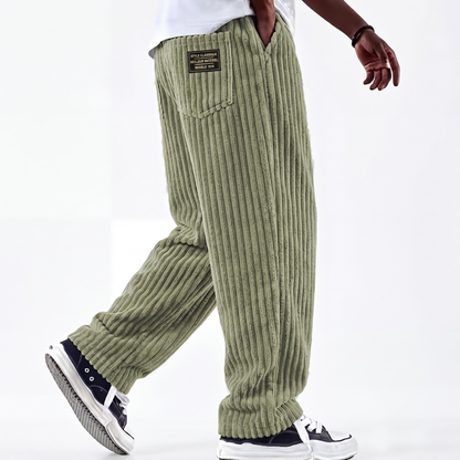 Pantalon en velours côtelé rayé rétro pour homme