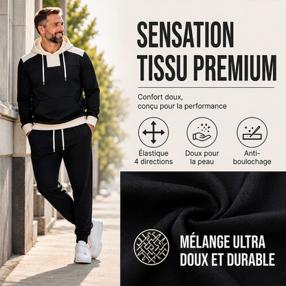 Ensemble sweat à capuche et pantalon color-block pour homme