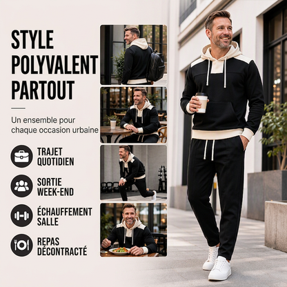 Ensemble sweat à capuche et pantalon color-block pour homme