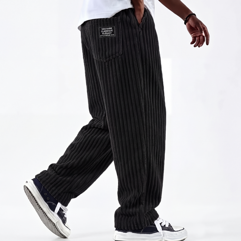 Pantalon en velours côtelé rayé rétro pour homme