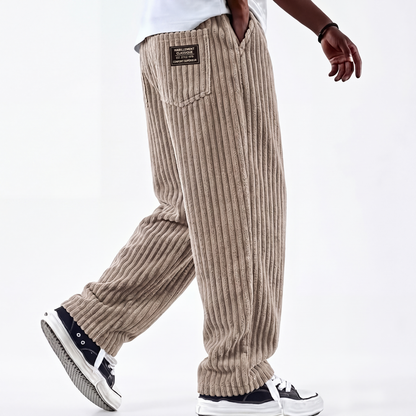 Pantalon en velours côtelé rayé rétro pour homme