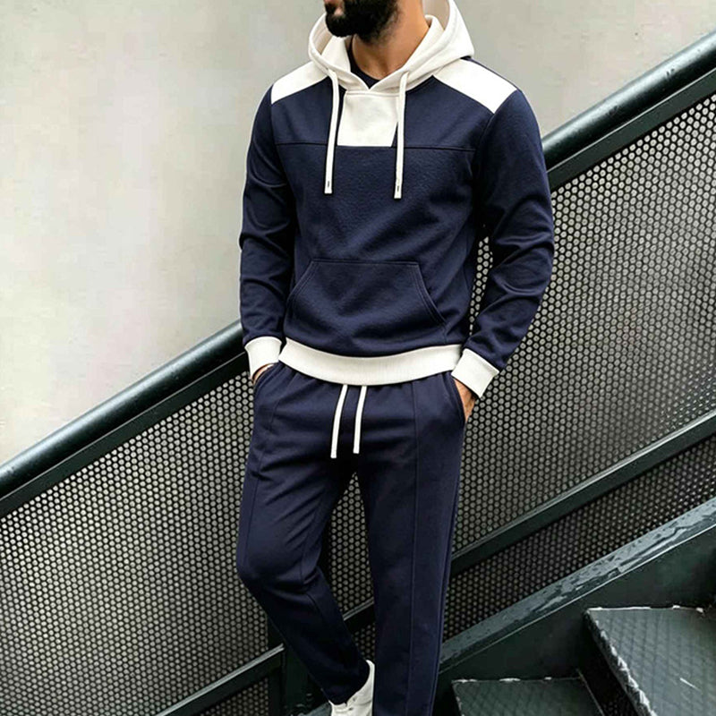 Ensemble sweat à capuche et pantalon color-block pour homme