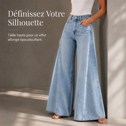 Jeans larges décontractés à taille haute pour femme