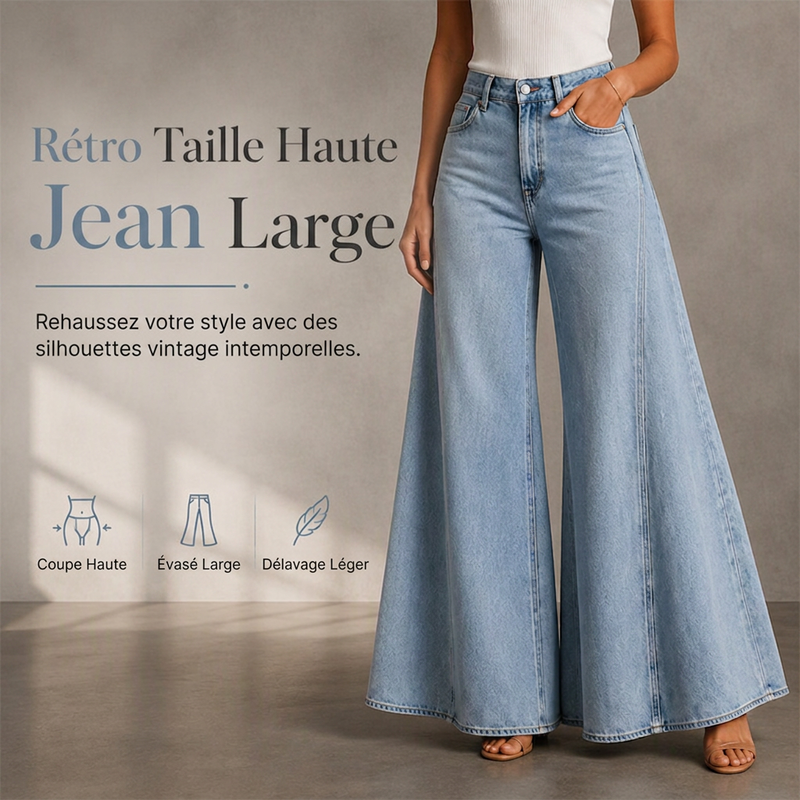 Jeans larges décontractés à taille haute pour femme