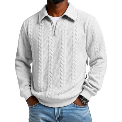 Pull décontracté à demi-zip en maille torsadée pour homme