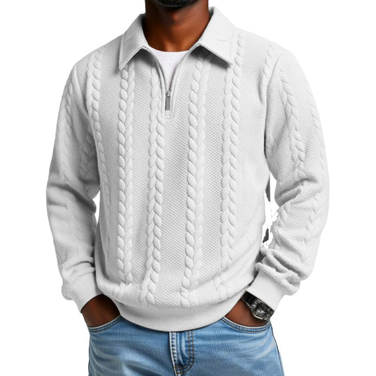 Pull décontracté à demi-zip en maille torsadée pour homme