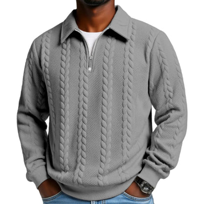 Pull décontracté à demi-zip en maille torsadée pour homme