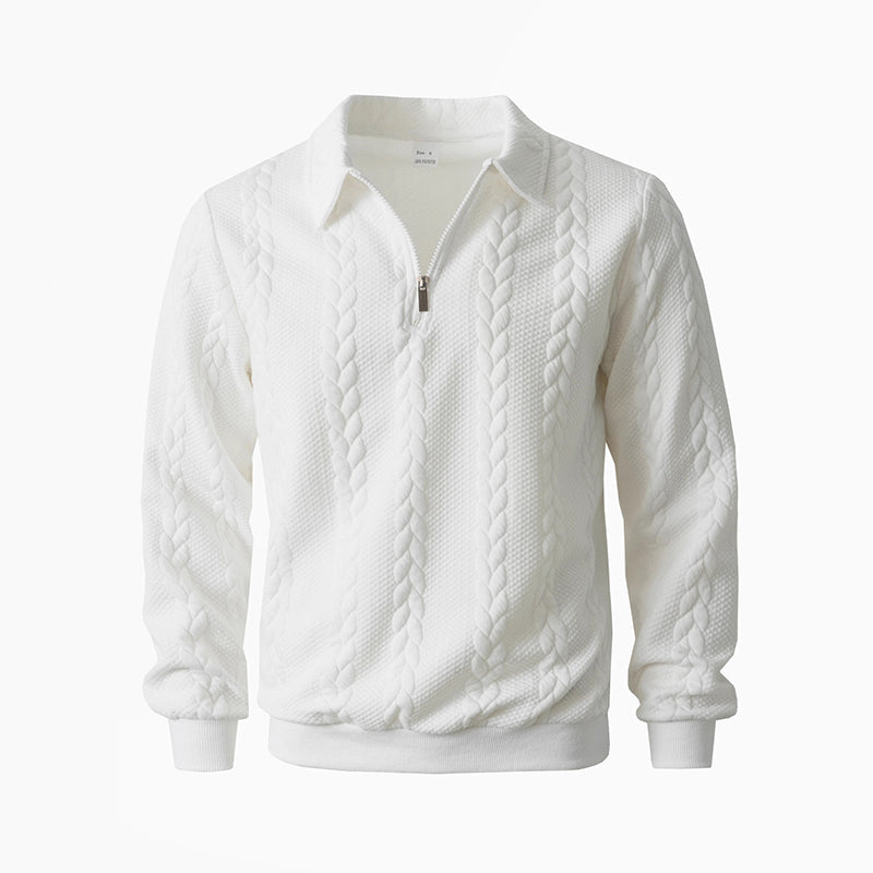 Pull décontracté à demi-zip en maille torsadée pour homme