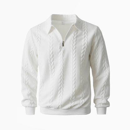 Pull décontracté à demi-zip en maille torsadée pour homme