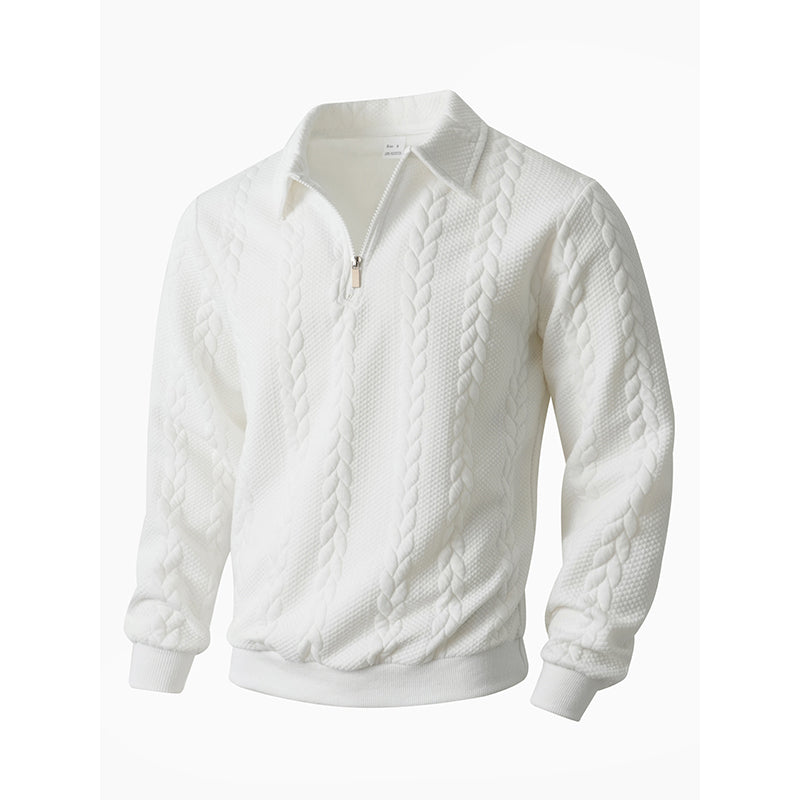 Pull décontracté à demi-zip en maille torsadée pour homme