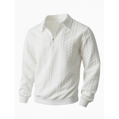Pull décontracté à demi-zip en maille torsadée pour homme
