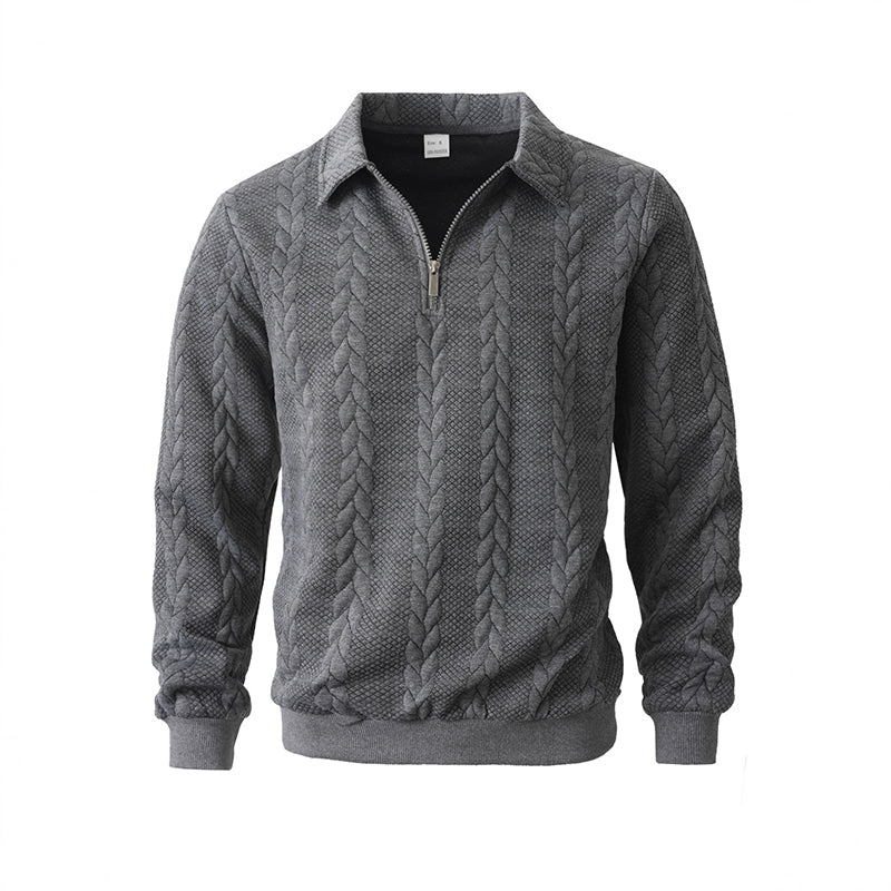 Pull décontracté à demi-zip en maille torsadée pour homme