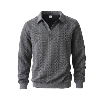 Pull décontracté à demi-zip en maille torsadée pour homme