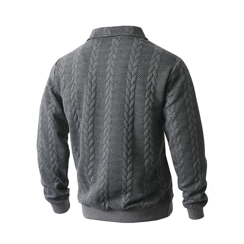Pull décontracté à demi-zip en maille torsadée pour homme
