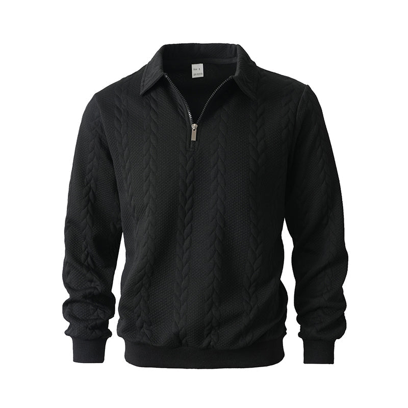 Pull décontracté à demi-zip en maille torsadée pour homme