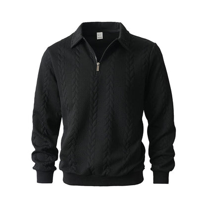 Pull décontracté à demi-zip en maille torsadée pour homme