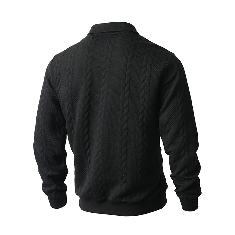 Pull décontracté à demi-zip en maille torsadée pour homme