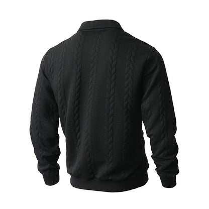 Pull décontracté à demi-zip en maille torsadée pour homme