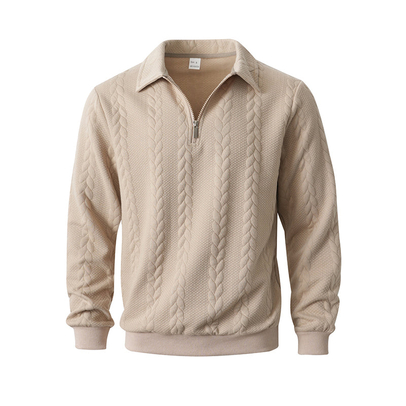 Pull décontracté à demi-zip en maille torsadée pour homme