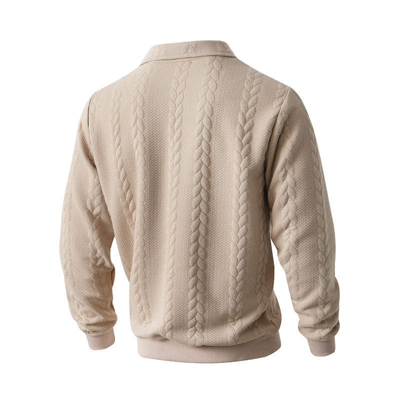 Pull décontracté à demi-zip en maille torsadée pour homme