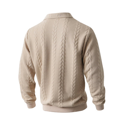 Pull décontracté à demi-zip en maille torsadée pour homme
