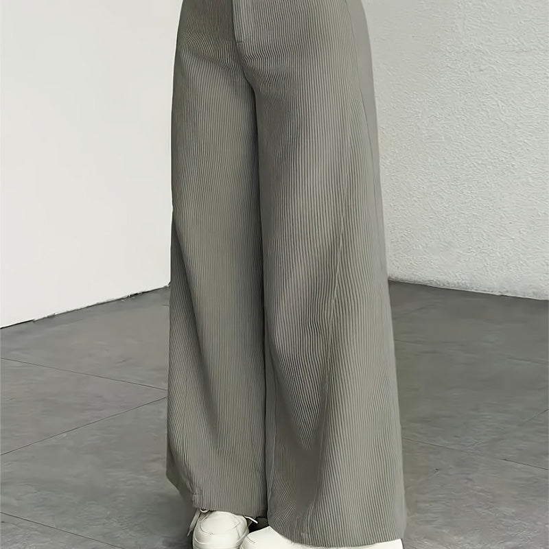 Pantalon large en velours côtelé à taille haute pour femme 