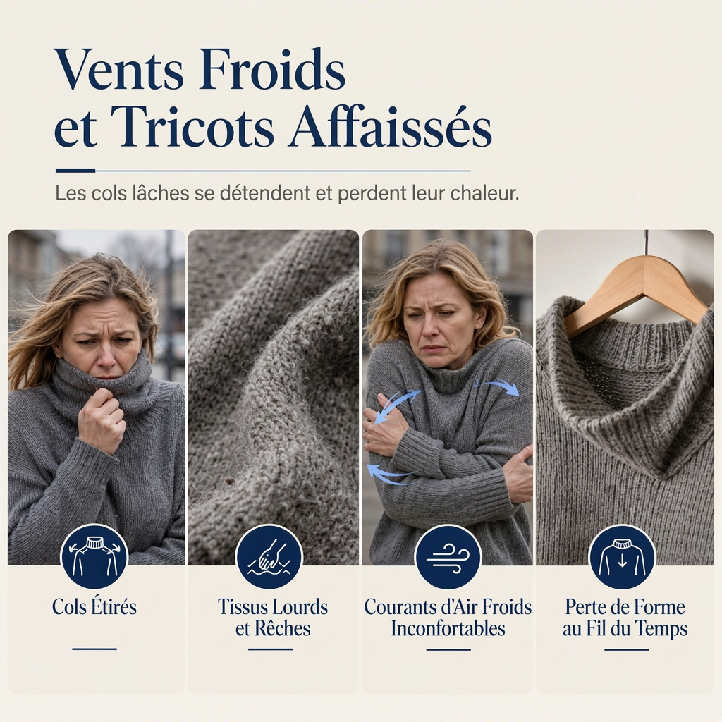 Pull en maille col roulé décontracté de couleur unie