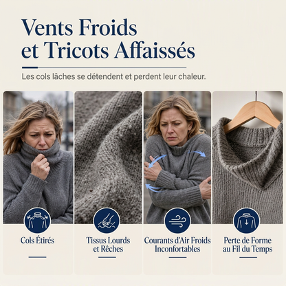 Pull en maille col roulé décontracté de couleur unie