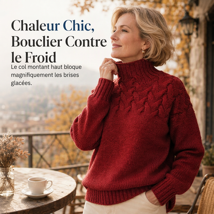 Pull en maille col roulé décontracté de couleur unie